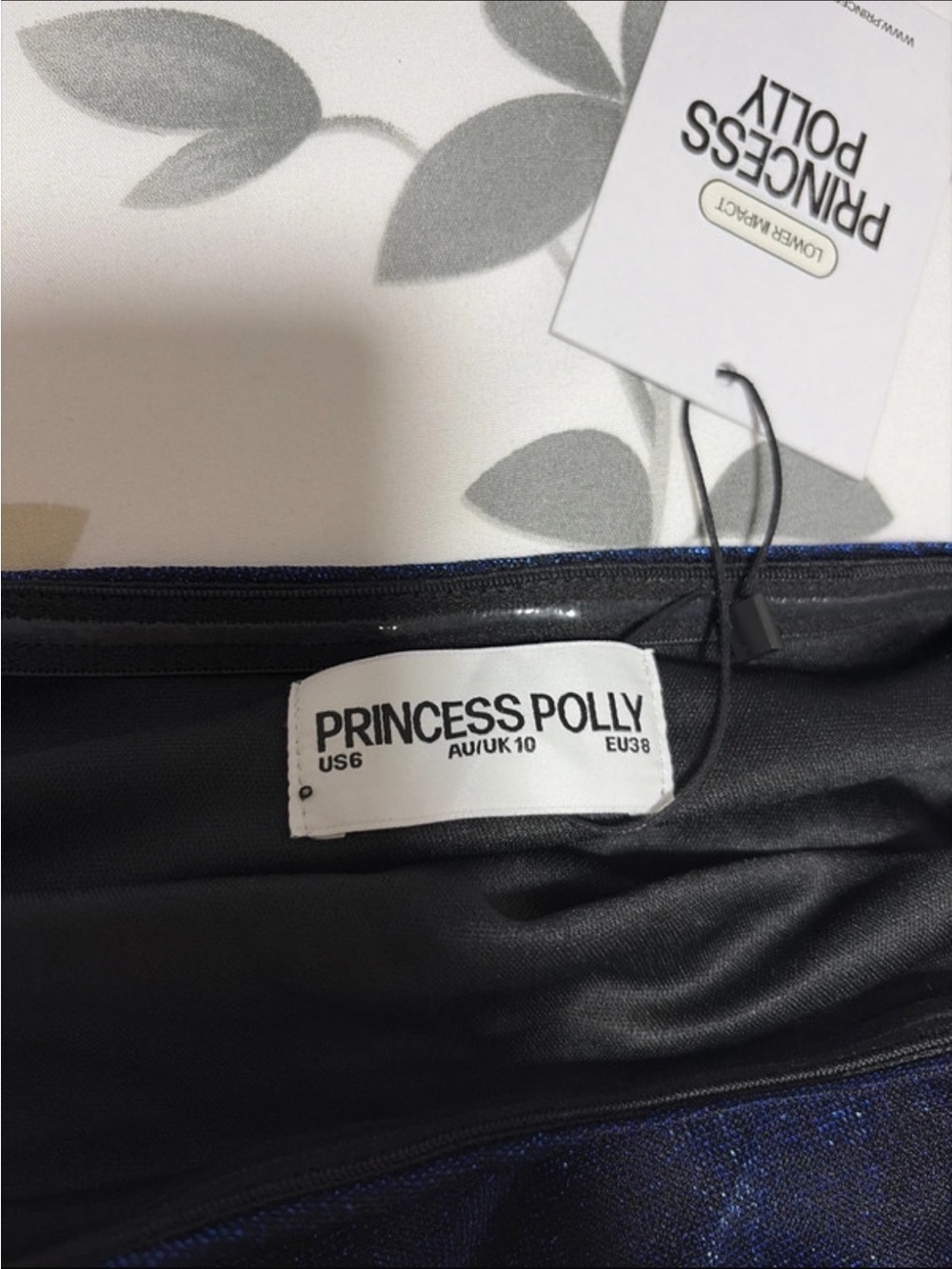 Princess Polly Shimmery Navy Blue Asymmetrical Mini Dress - Picture 2 of 2